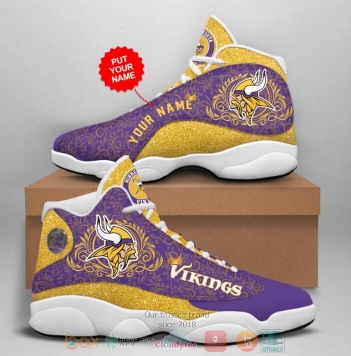 Personalized Minnesota Vikings Nfl Mandala Football Team Custom Air Jordan 13 Shoes