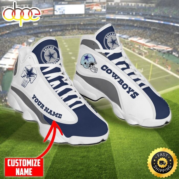 Personalized NFL Dallas Cowboys Skull Helmet Air Jordan 13 Shoes