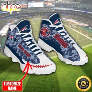 Personalized NFL New England Patriots Camo Air Jordan 13 Shoes