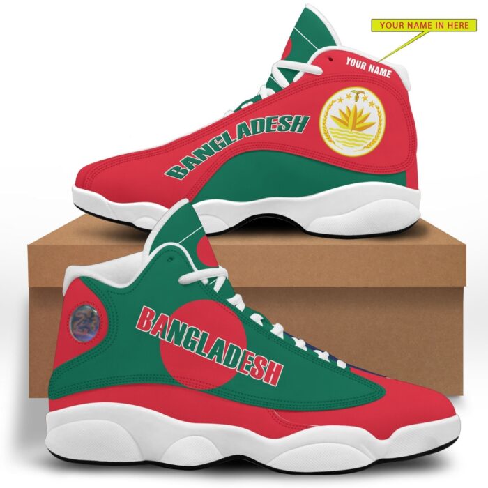 Personalized National Emblem Of Bangladesh Green Red Custom Air Jordan 13 Shoes