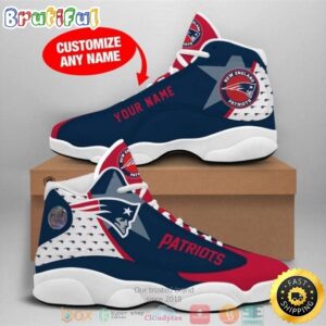 Personalized New England Patriots NFL Big Logo Football Team 2 Air Jordan 13 Sneaker Shoes