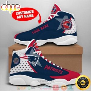 Personalized New England Patriots NFL Big Logo Football Team 2 Air Jordan 13 Sneaker Shoes