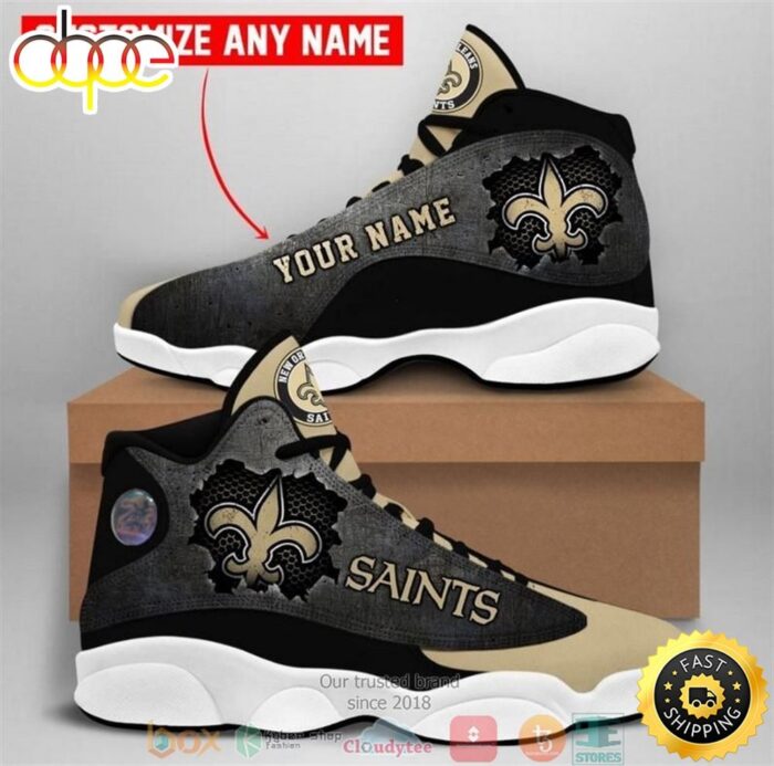 Personalized New Orleans Saints NFL Big Logo Football Team Air Jordan 13 Sneaker Shoes