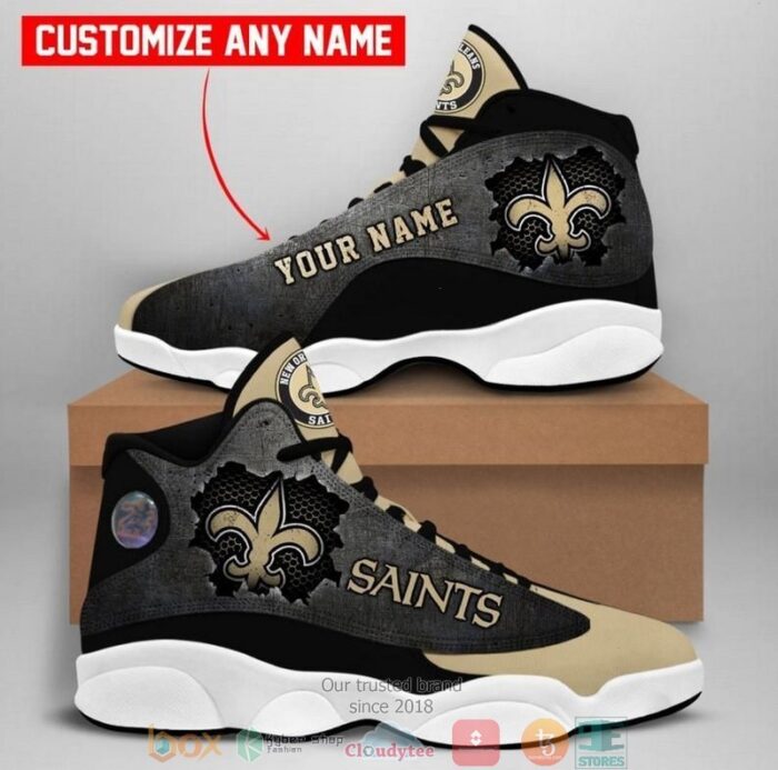 Personalized New Orleans Saints Nfl Big Logo Football Team Air Jordan 13 Sneaker Shoes