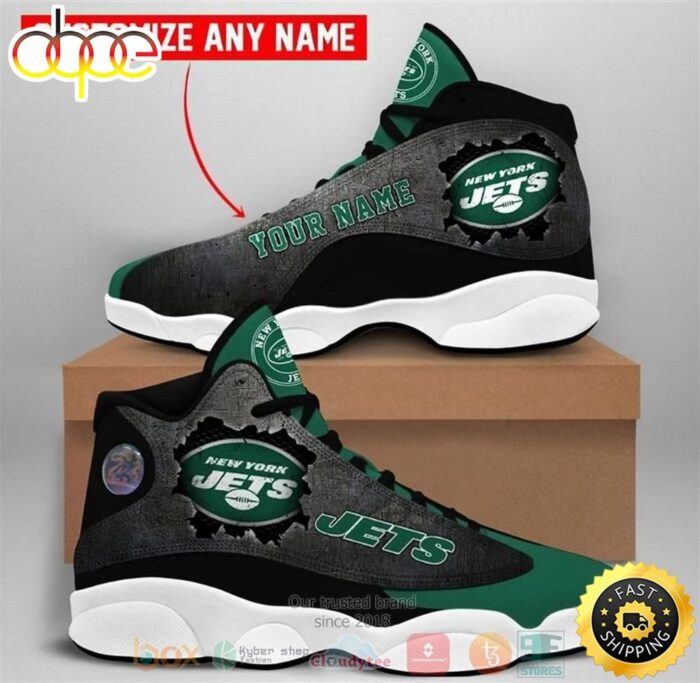 Personalized New York Jets Football NFL Logo Custom Air Jordan 13 Shoes