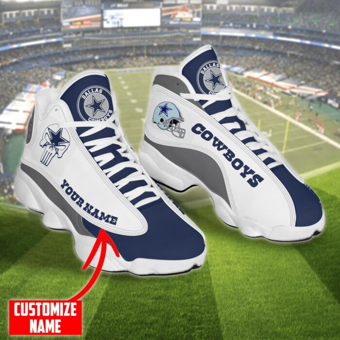 Personalized Nfl Dallas Cowboys Skull Helmet Air Jordan 13 Shoes