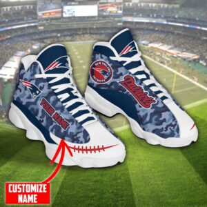 Personalized Nfl New England Patriots Camo Air Jordan 13 Shoes