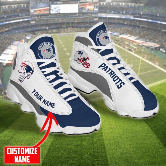 Personalized Nfl New England Patriots Skull Helmet Air Jordan 13 Shoes