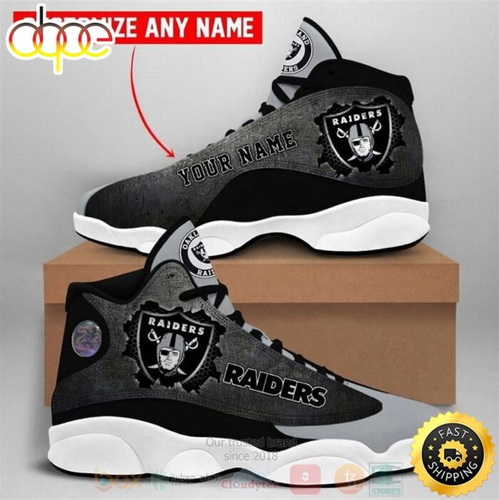 Personalized Oakland Raiders NFL Custom Air Jordan 13 Shoes