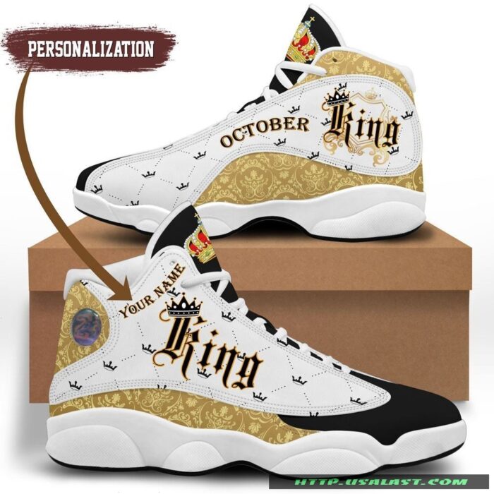 Personalized October King Air Jordan 13 Shoes Gold Version