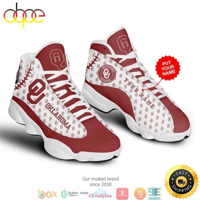 Personalized Oklahoma Sooners NFL 2 Football Air Jordan 13 Sneaker Shoes