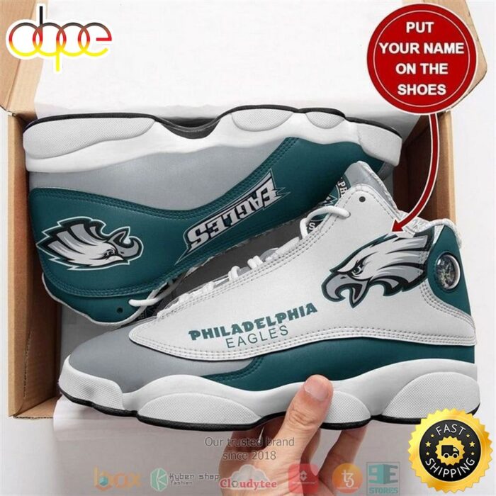 Personalized Philadelphia Eagles NFL Big Logo Football Team Air Jordan 13 Sneaker Shoes