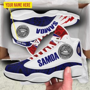 Personalized Samoa White Blue Custom Air Jordan 13 Shoes