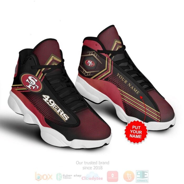 Personalized San Francisco 49Ers Nfl Custom Black Red Air Jordan 13 Shoes