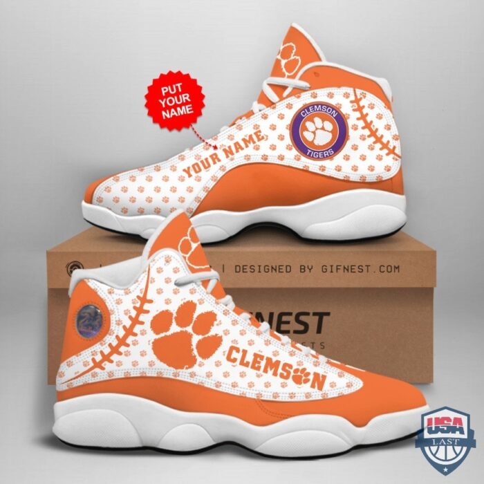 Personalized Shoes Clemson Air Jordan 13 Custom Name