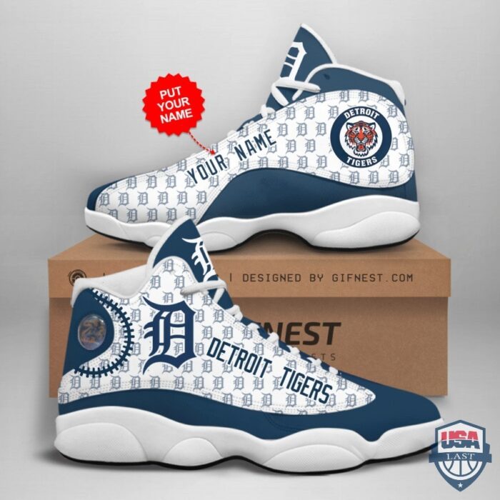 Personalized Shoes Detroit Tigers Air Jordan 13 Custom Name