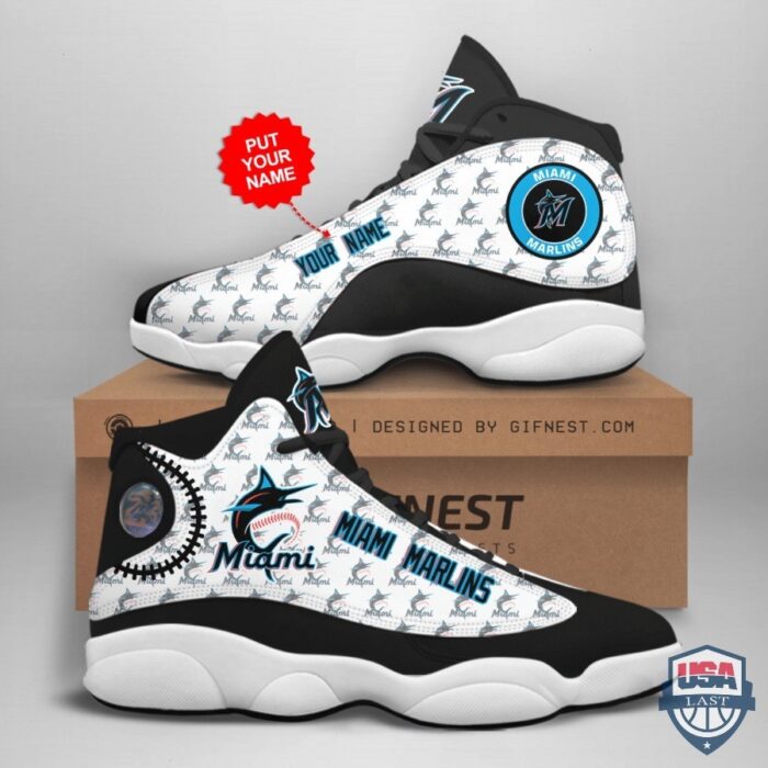 Personalized Shoes Miami Marlins Air Jordan 13 Custom Name