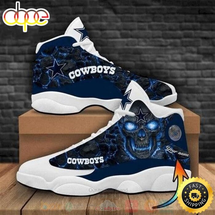 Personalized Skull Dallas Cowboys NFL Custom Air Jordan 13 Shoes