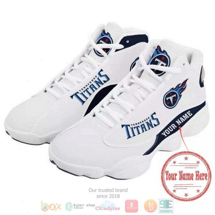 Personalized Tennessee Titans Football Nfl Team Logo Custom White Air Jordan 13 Shoes