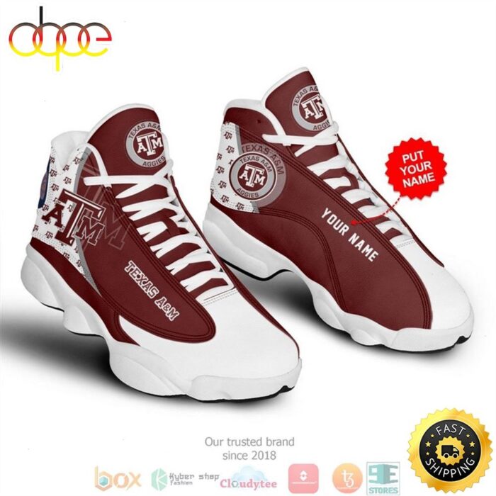 Personalized Texas A M Aggies NFL 1 Football Air Jordan 13 Sneaker Shoes