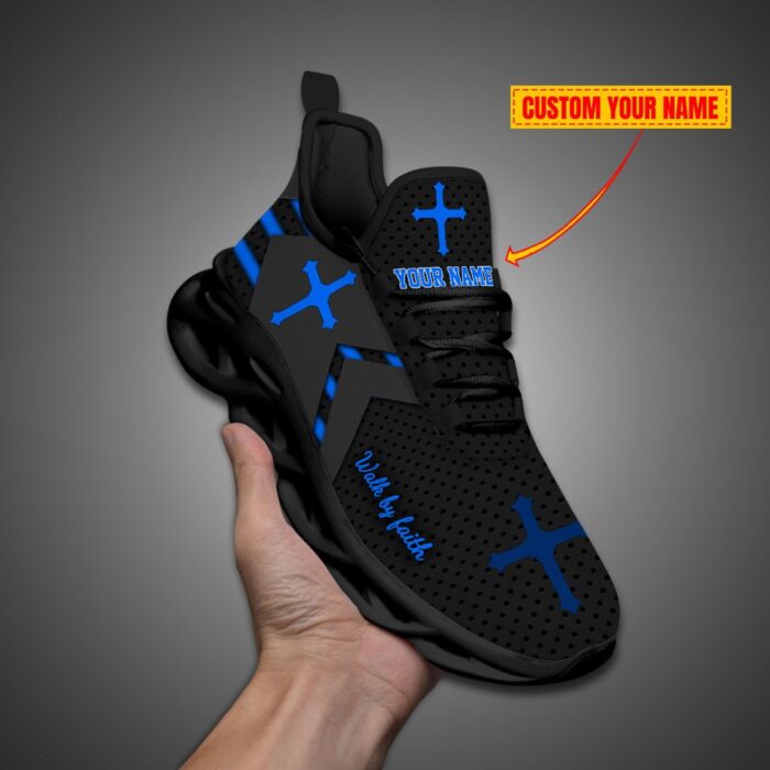 Personalized Walk By Faith Jesus Max Soul Shoes Blue