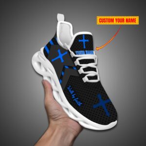 Personalized Walk By Faith Jesus Max Soul Shoes Blue