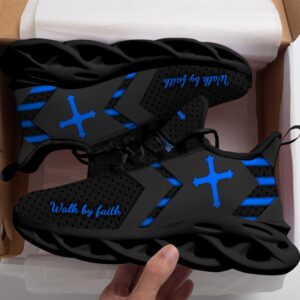 Personalized Walk By Faith Jesus Max Soul Shoes Blue