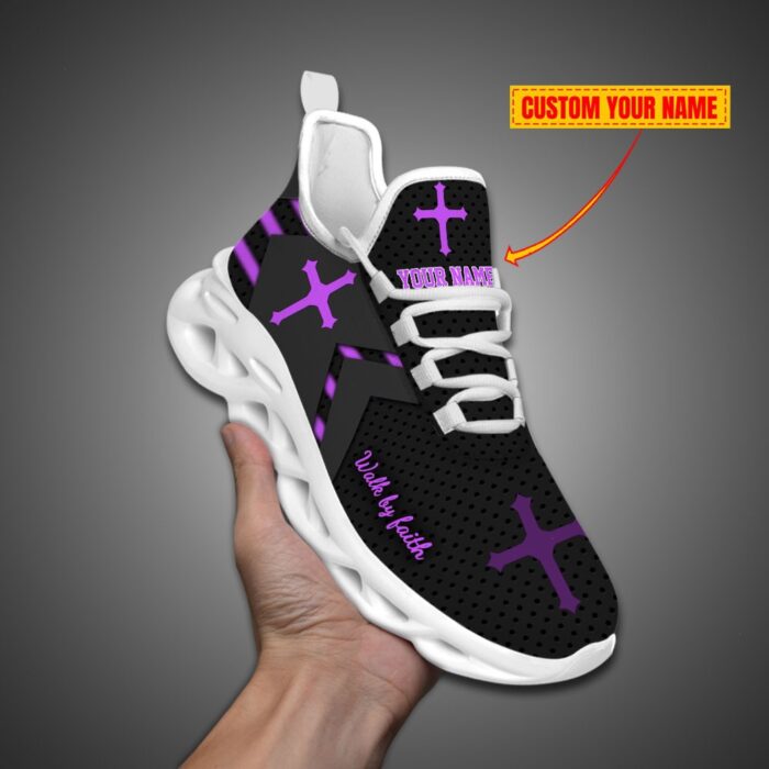 Personalized Walk By Faith Jesus Max Soul Shoes Purple