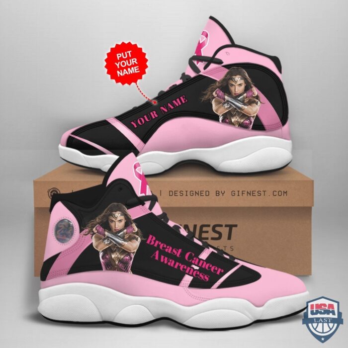 Personalized Wonder Woman Breast Cancer Awareness Air Jordan 13 Shoes