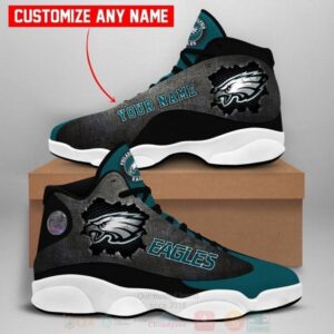 Philadelphia Eagles Nfl Big Logo Football Team Custom Name Air Jordan 13 Shoes