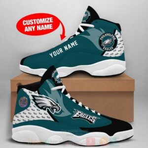 Philadelphia Eagles Nfl Custom Name Air Jordan 13 Shoes 2