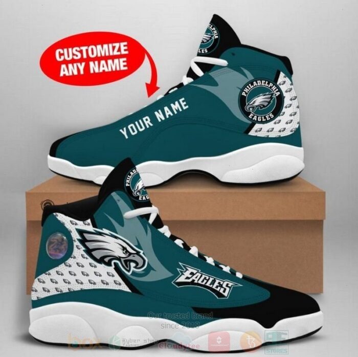 Philadelphia Eagles Nfl Custom Name Air Jordan 13 Shoes 2