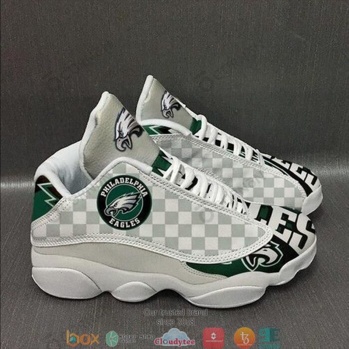 Philadelphia Eagles Nfl Football Teams Checkerboard Air Jordan 13 Sneaker Shoes