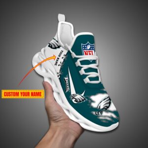 Philadelphia Eagles Personalized Ripped Design NFL Max Soul Shoes