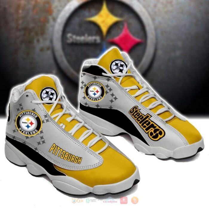 Pittsburgh Steelers Nfl Yellow Grey Air Jordan 13 Shoes