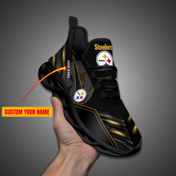 Pittsburgh Steelers Personalized NFL Neon Light Max Soul Shoes