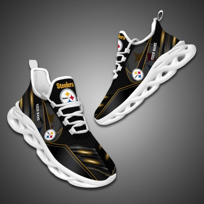 Pittsburgh Steelers Personalized NFL Neon Light Max Soul Shoes