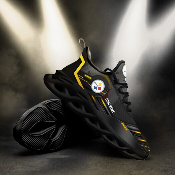 Pittsburgh Steelers Personalized NFL Sport Black Max Soul Shoes