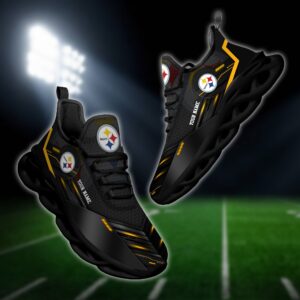 Pittsburgh Steelers Personalized NFL Sport Black Max Soul Shoes