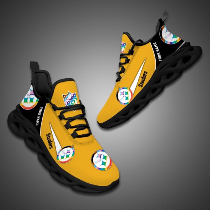 Pittsburgh Steelers Personalized Pride Month Luxury NFL Max Soul Shoes Ver 2