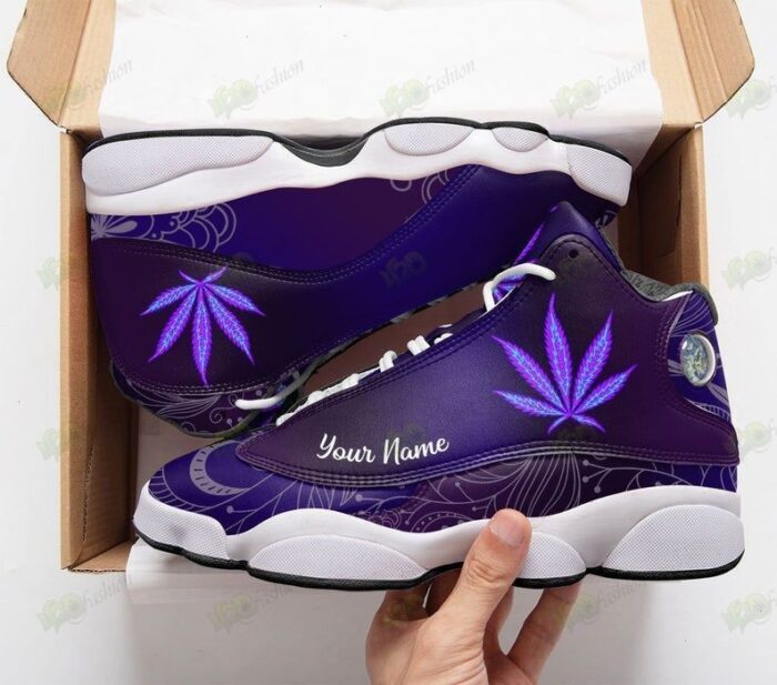 Purple Weed Custom Personalized Name Air Jordan 13 Shoes