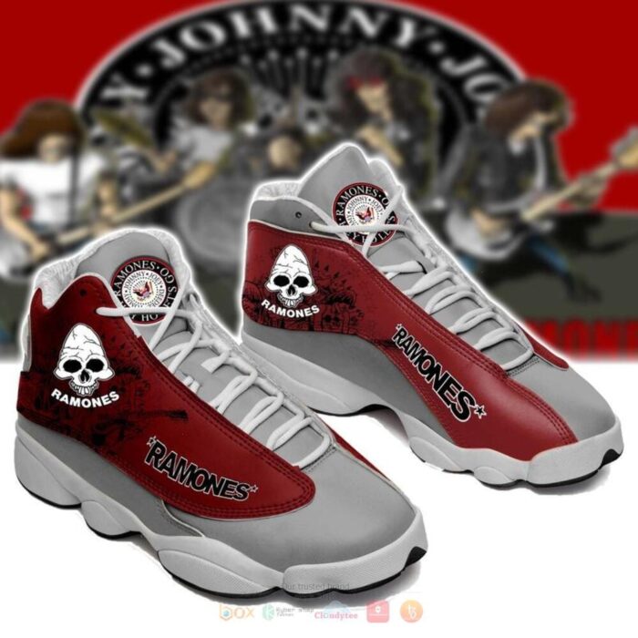 Ramones Band Skull Grey Red Air Jordan 13 Shoes