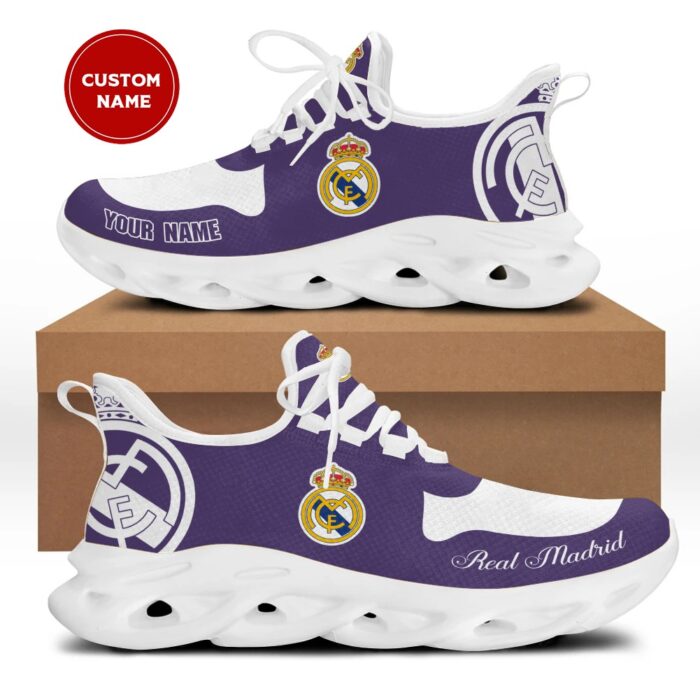 Real Madrid Custom Name Purple White Max Soul Shoes