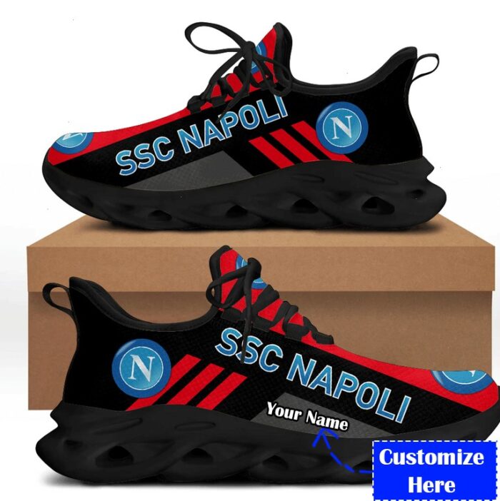 SSC Napoli Custom Name Black Red Max Soul Shoes