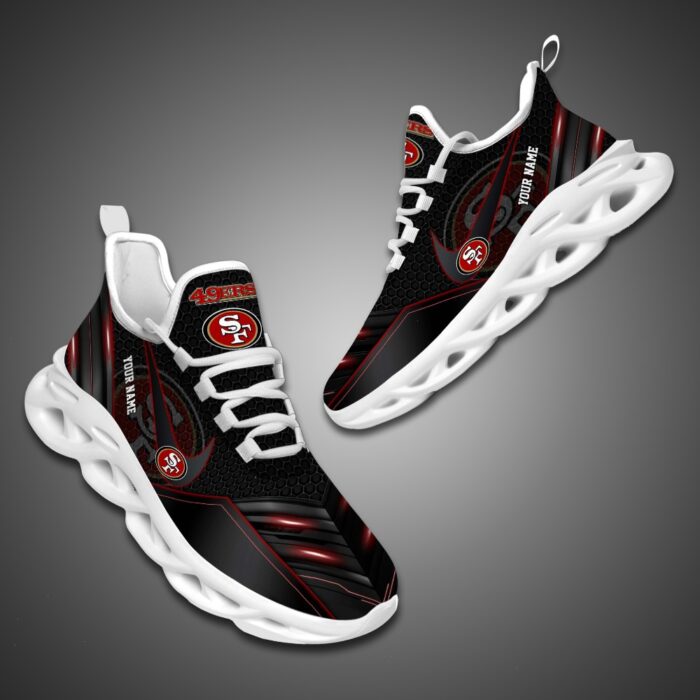 San Francisco 49ers Personalized NFL Neon Light Max Soul Shoes