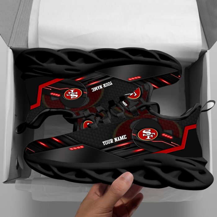 San Francisco 49ers Personalized NFL Sport Black Max Soul Shoes