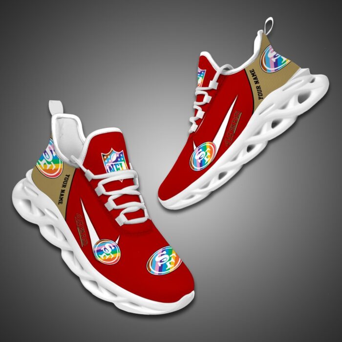 San Francisco 49ers Personalized Pride Month Luxury NFL Max Soul Shoes Ver 2