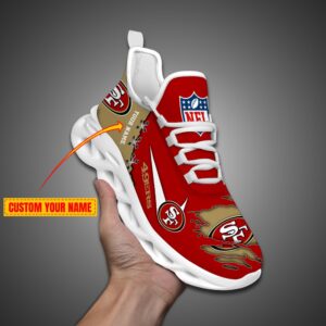 San Francisco 49ers Personalized Ripped Design NFL Max Soul Shoes