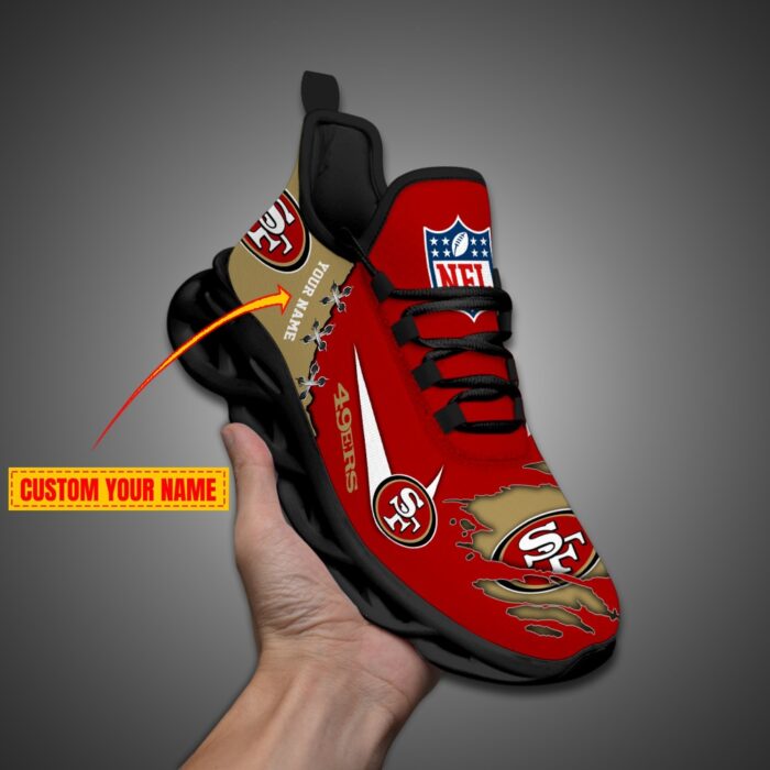 San Francisco 49ers Personalized Ripped Design NFL Max Soul Shoes