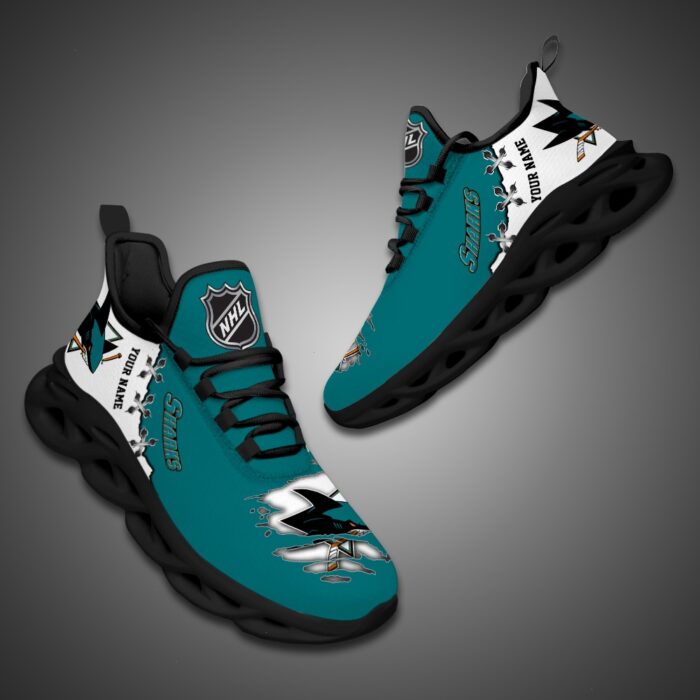 San Jose Sharks Personalized NHL Max Soul Shoes